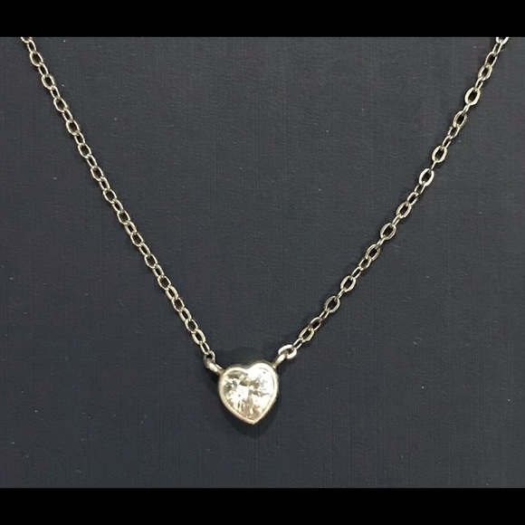 Sterling Silver necklace with CZ Heart Pendant - Picture 2 of 2